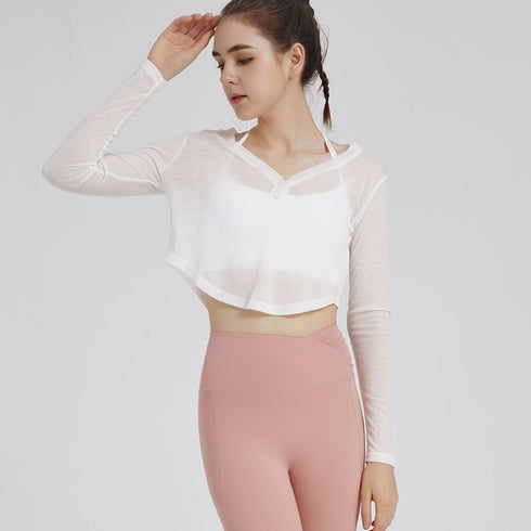 Women's Sun Protection Running V-Neck Button Shirt Top