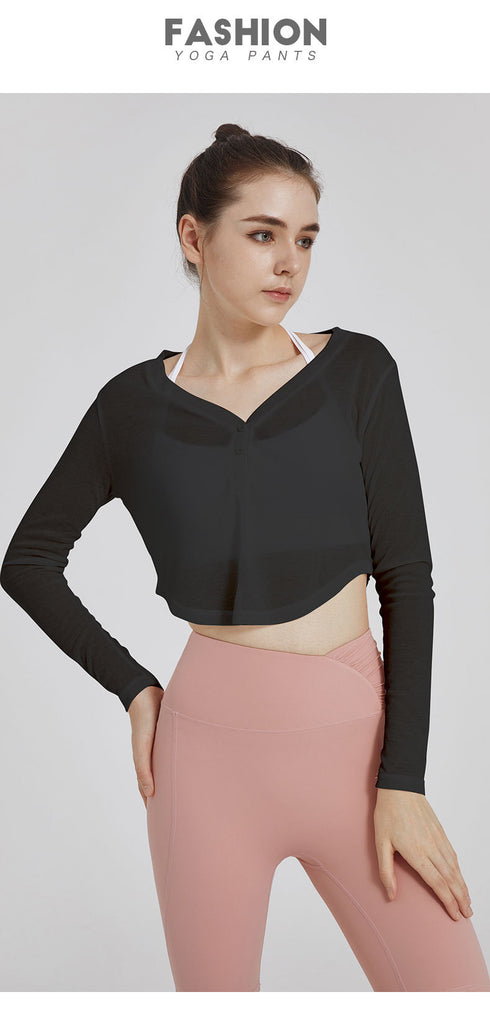 Women's Sun Protection Running V-Neck Button Shirt Top