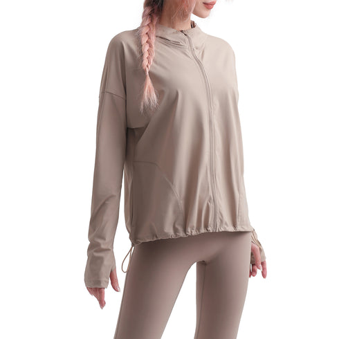 Women's Sun Protection Yoga Jacket Sunscreen Shirt with Pockets