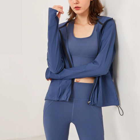 Women's Sun Protection Yoga Jacket Sunscreen Shirt with Pockets
