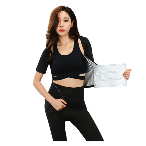 Women's Sweat Waist Trainer Shirt Sauna Pants Suits