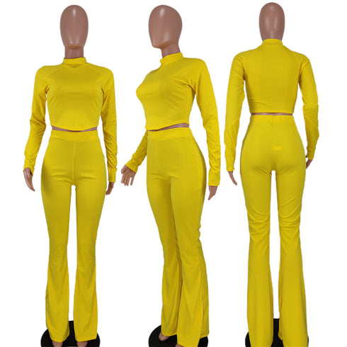 Women's Sweatshirt Flared Trousers Two Piece Outfits