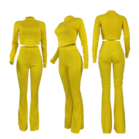 Women's Sweatshirt Flared Trousers Two Piece Outfits