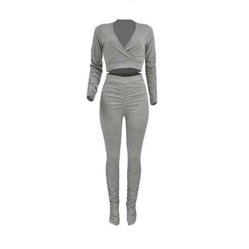 Women's Sweatshirt Pleated Trouser Two Piece Outfits