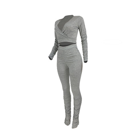 Women's Sweatshirt Pleated Trouser Two Piece Outfits