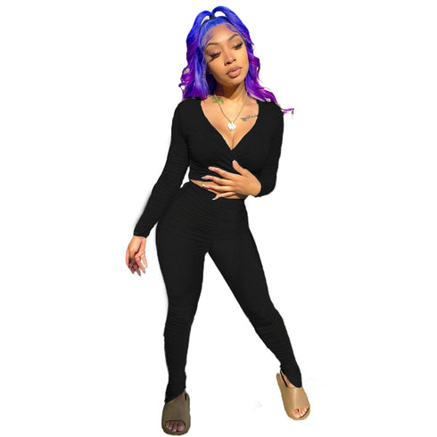 Women's Sweatshirt Pleated Trouser Two Piece Outfits