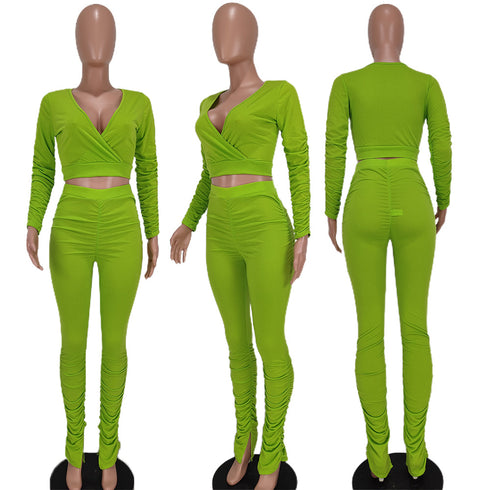 Women's Sweatshirt Pleated Trouser Two Piece Outfits