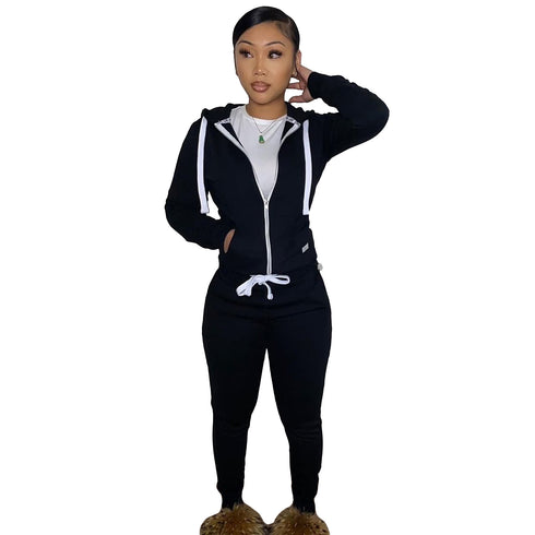 Women's Thick Brushed Hoodie Sports Pants Two Piece Outfit