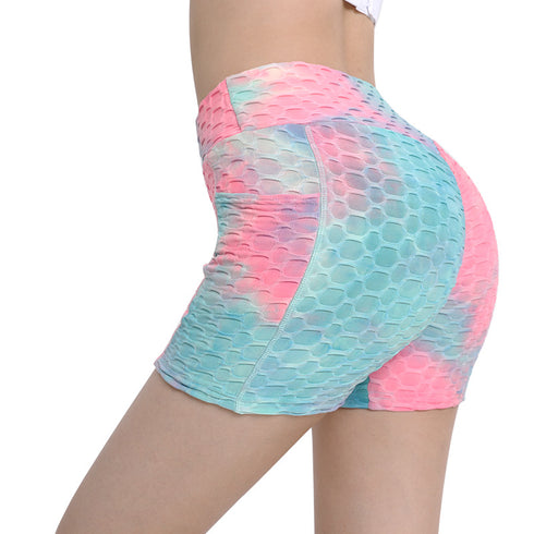 Women's Tie-dye High Waist Lift Hips Running Yoga Shorts