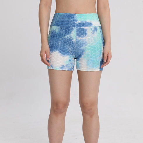 Women's Tie-dye High Waist Lift Hips Running Yoga Shorts