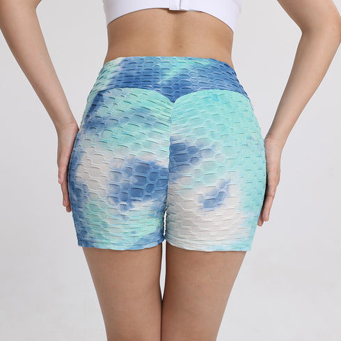 Women's Tie-dye High Waist Lift Hips Running Yoga Shorts
