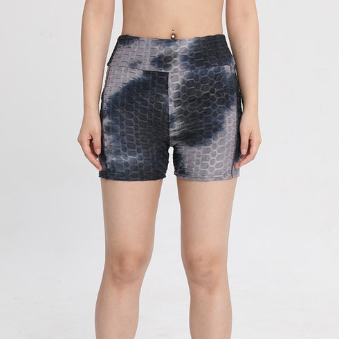 Women's Tie-dye High Waist Lift Hips Running Yoga Shorts