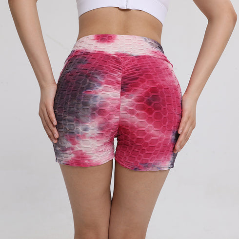 Women's Tie-dye High Waist Lift Hips Running Yoga Shorts