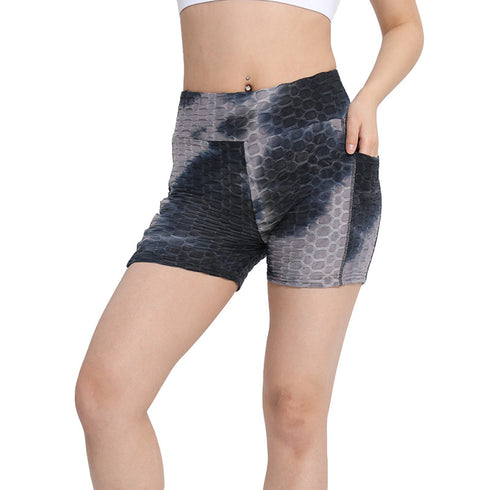 Women's Tie-dye High Waist Lift Hips Running Yoga Shorts
