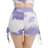 Women's Tie-dye Lift Hips Running Yoga Drawstring Shorts
