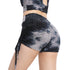 Women's Tie-dye Lift Hips Running Yoga Drawstring Shorts