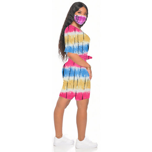 Women's Tie-dye Shorts Loungewear Two Piece Outfits