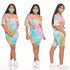 Women's Tie-dye Shorts Loungewear Two Piece Outfits