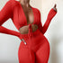 Women's Tight Sexy Crop Revealing Long Sleeved Slim Jumpsuit