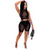 Women's Tight Sexy Fluoroscopy Gauze Two Piece Outfits