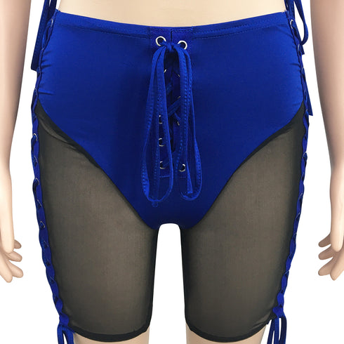 Women's Tight Sexy Fluoroscopy Gauze Two Piece Outfits