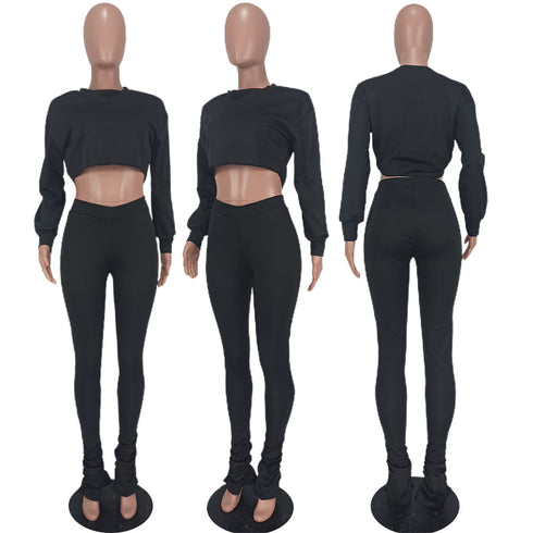 Women's Top Pant Two Piece Pullover Sweat Suit Two Piece