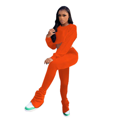 Women's Top Pant Two Piece Pullover Sweat Suit Two Piece