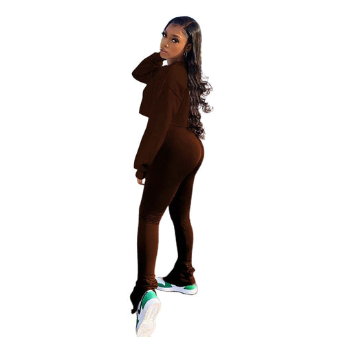 Women's Top Pant Two Piece Pullover Sweat Suit Two Piece