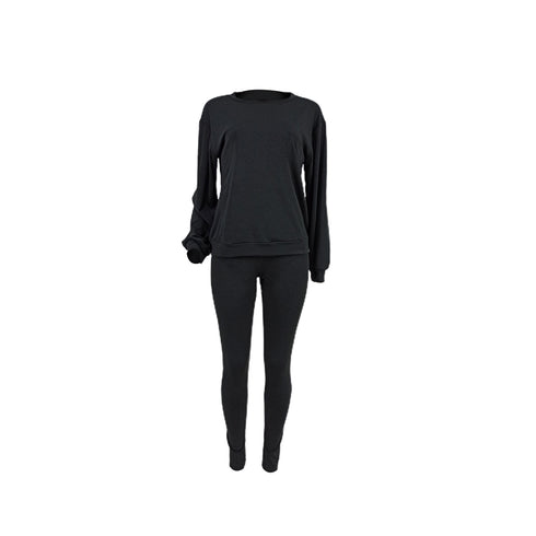 Women's Top Pant Workout Two Piece Outfits Long Sleeve