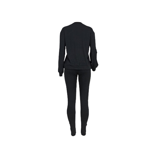 Women's Top Pant Workout Two Piece Outfits Long Sleeve