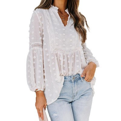 Women's Tops Bud Silk Shirt Loose Blouse Chiffon Shirt