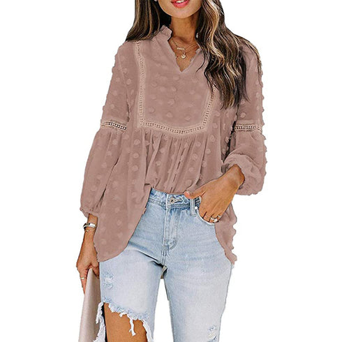 Women's Tops Bud Silk Shirt Loose Blouse Chiffon Shirt