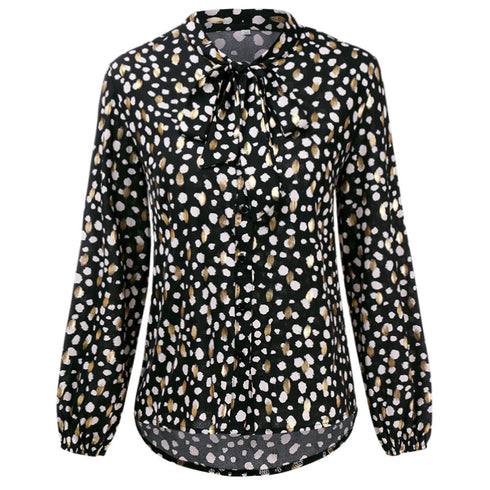Women's Tops Floral Print Long Sleeve Loose Blouse Chiffon Shirt