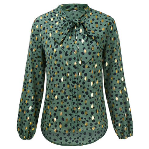 Women's Tops Floral Print Long Sleeve Loose Blouse Chiffon Shirt