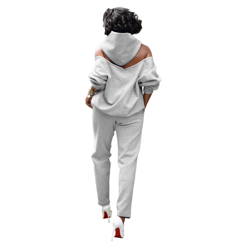 Women's Tracksuit Two Piece Outfit Hoodie Tops Pants