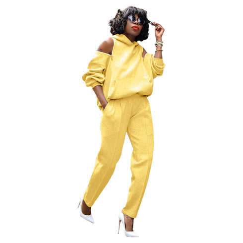 Women's Tracksuit Two Piece Outfit Hoodie Tops Pants