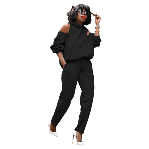 Women's Tracksuit Two Piece Outfit Hoodie Tops Pants