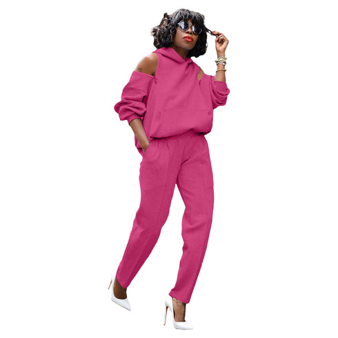 Women's Tracksuit Two Piece Outfit Hoodie Tops Pants
