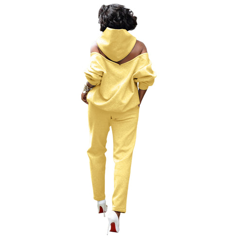 Women's Tracksuit Two Piece Outfit Hoodie Tops Pants