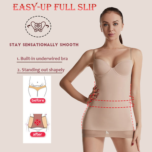Women's Tummy Flatten Tight Shape Built-in Bra Shapewear Dress