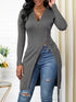 Women's Tunics High Slit Thread Long Sleeve Tops