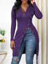 Women's Tunics High Slit Thread Long Sleeve Tops