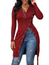 Women's Tunics High Slit Thread Long Sleeve Tops