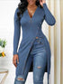Women's Tunics High Slit Thread Long Sleeve Tops