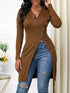 Women's Tunics High Slit Thread Long Sleeve Tops