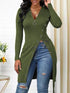 Women's Tunics High Slit Thread Long Sleeve Tops