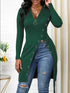 Women's Tunics High Slit Thread Long Sleeve Tops