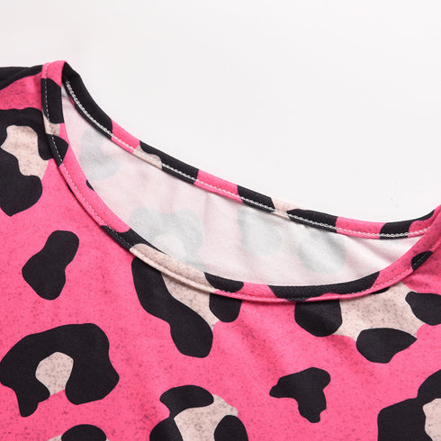 Women's Tunics Leopard Round Neck Knit Top