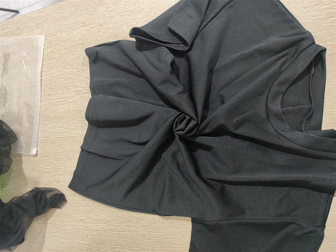 Women's Two Piece Outfits Backless T-shirt Gauze Pant