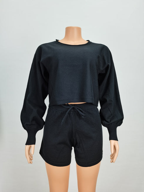 Women's Two Piece Outfits Bubble Long Sleeve Sport Suit